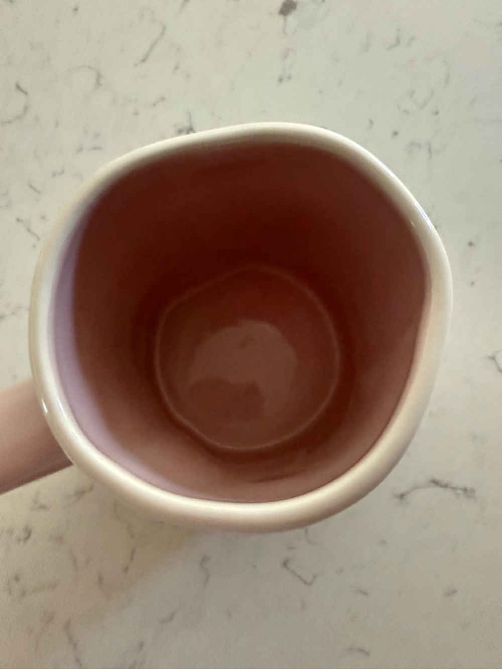 Rae Dunn White Mug with Pink Interior and Floral Base - Picture 3 of 4